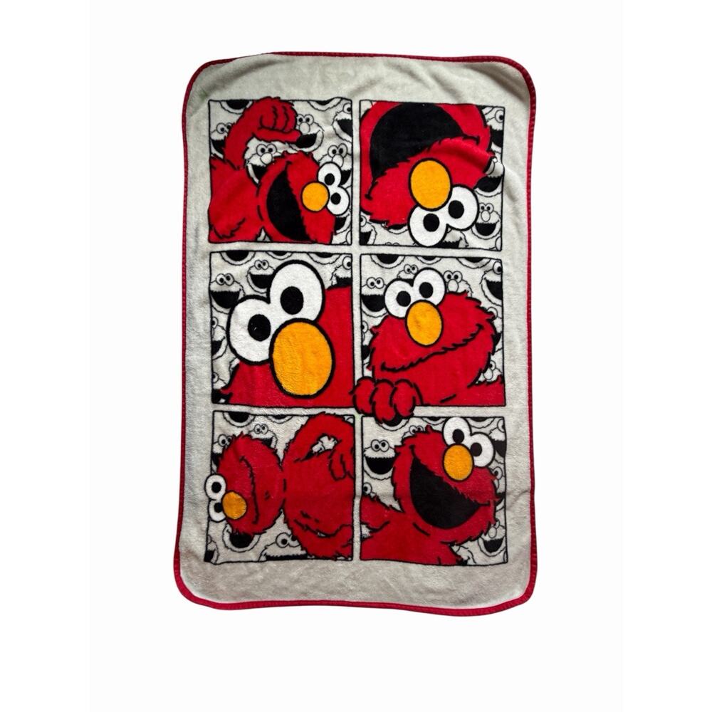 Sesame Street Elmo Faces Comic Style Baby Kids Blanket Throw Lovey *WITH STAINS*